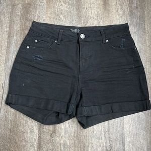 Black denim shorts